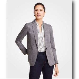 Ann Taylor Medium Grey Melange One Button Blazer